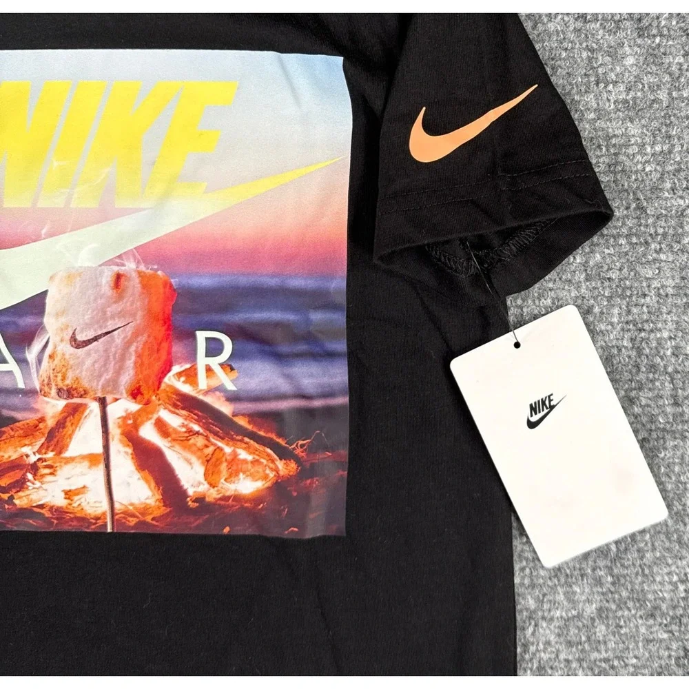Nike Air Boys 3T Black Campfire Marshmallow Graphic T-Shirt NWT